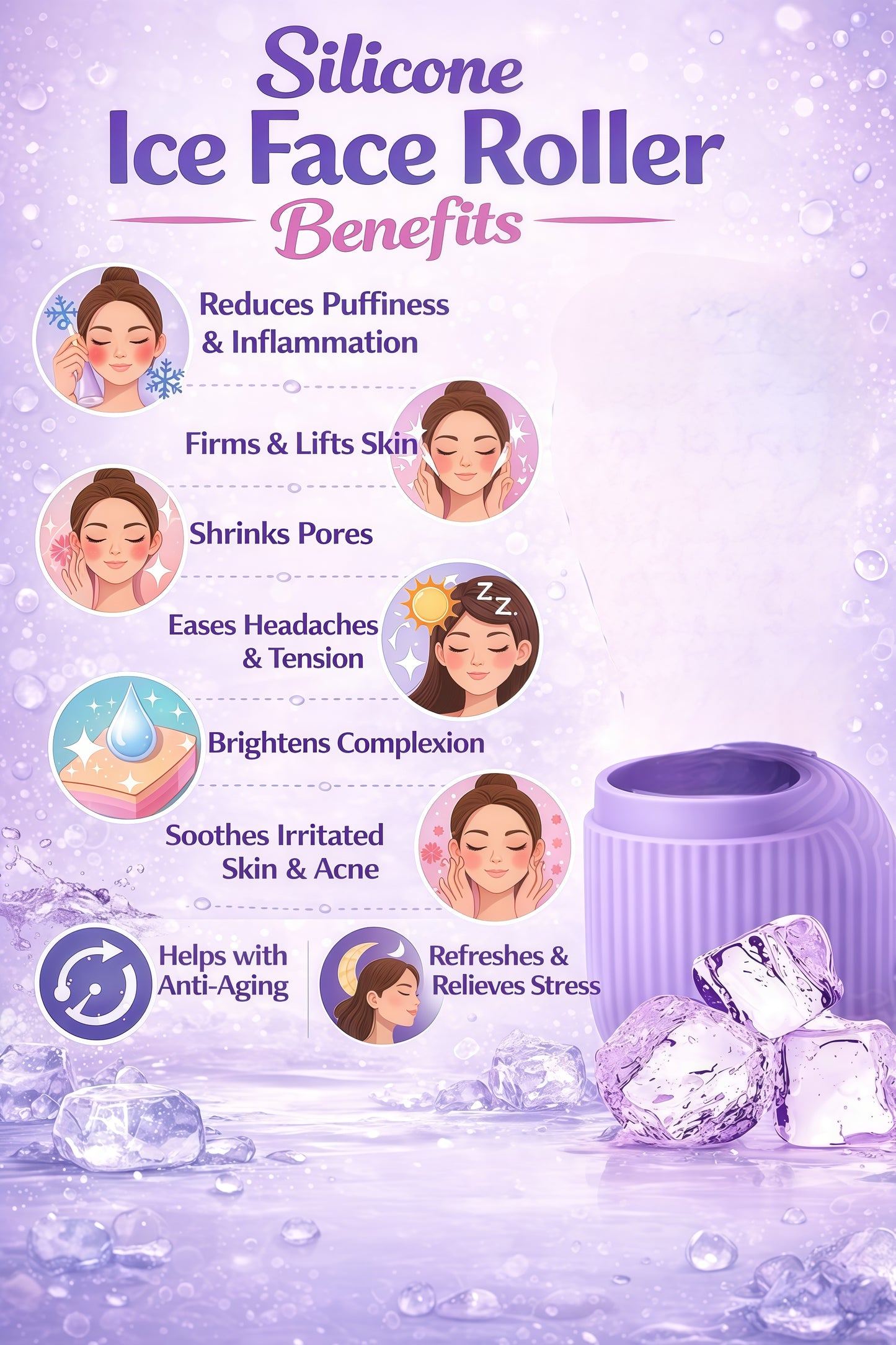 3-in-1 Ice Facial Roller – Depuff, Tighten & Glow