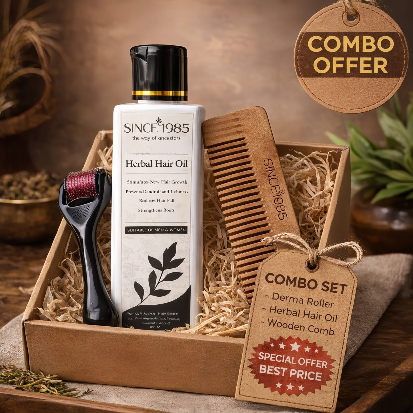 Complete Hair Wellness ( herbal oil,comb,drema roller)